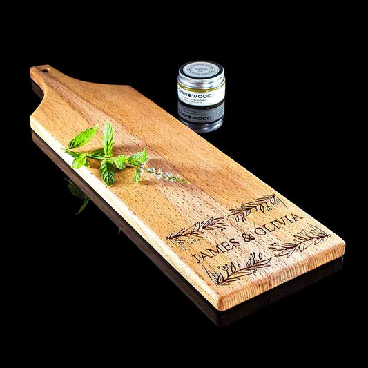 Personalized Wreath Engraved Wooden Charcuterie Board