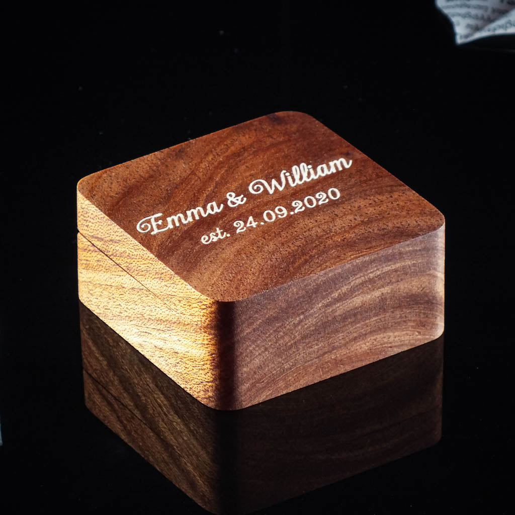 Personalized Mahogany Wooden Jewelry Box with Hinges