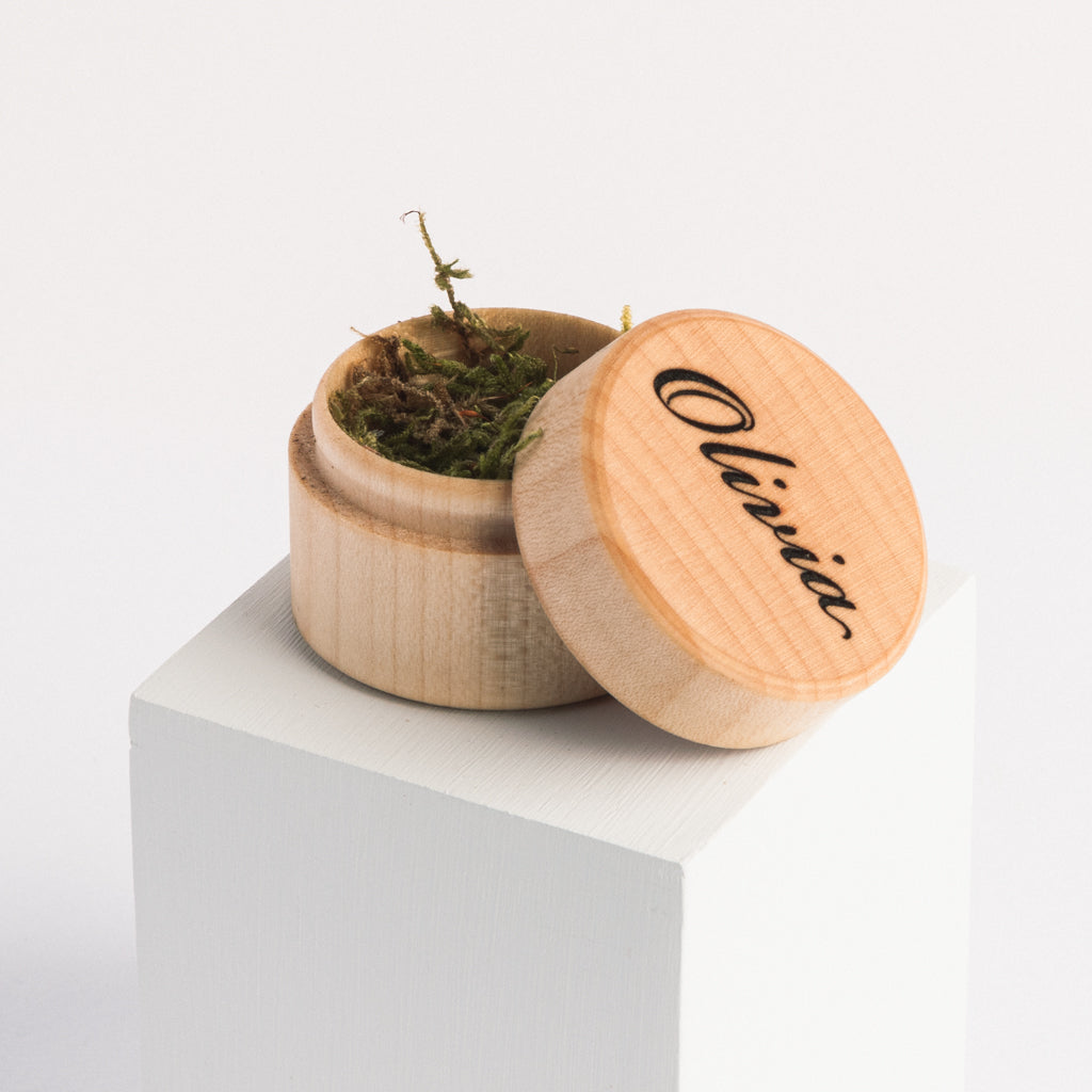 Engagement Round Ring Box with Engraving | Cyanowood