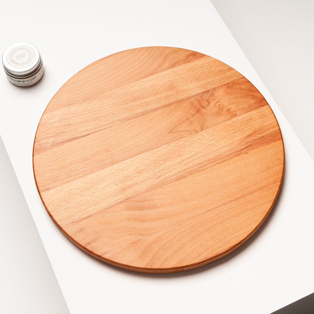 14” Light Solid Wood Round Pizza Cutting Board - Chopping Wood Pad  Beechwood Cutting Board - Round Wooden Board Charcuterie - Mini Small  Breadboard