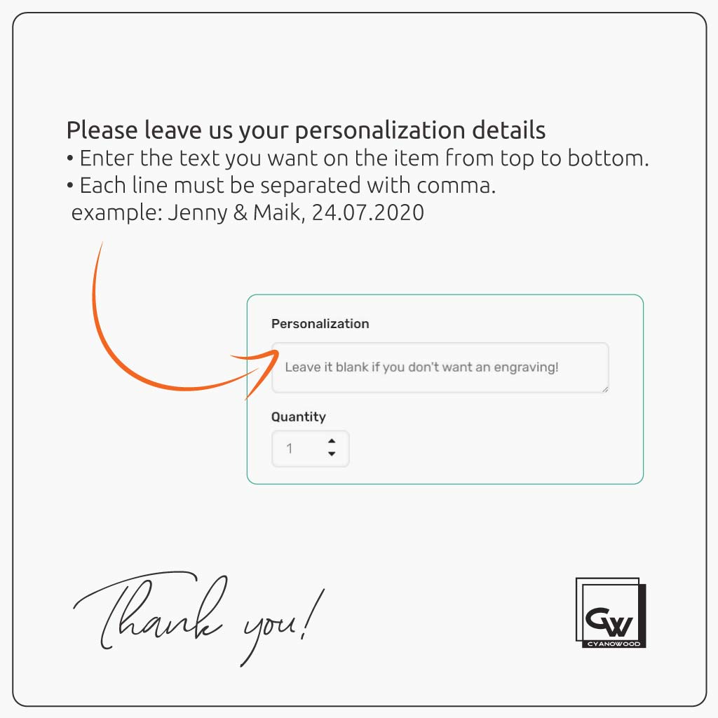 Charcuterie board personalisation instructions