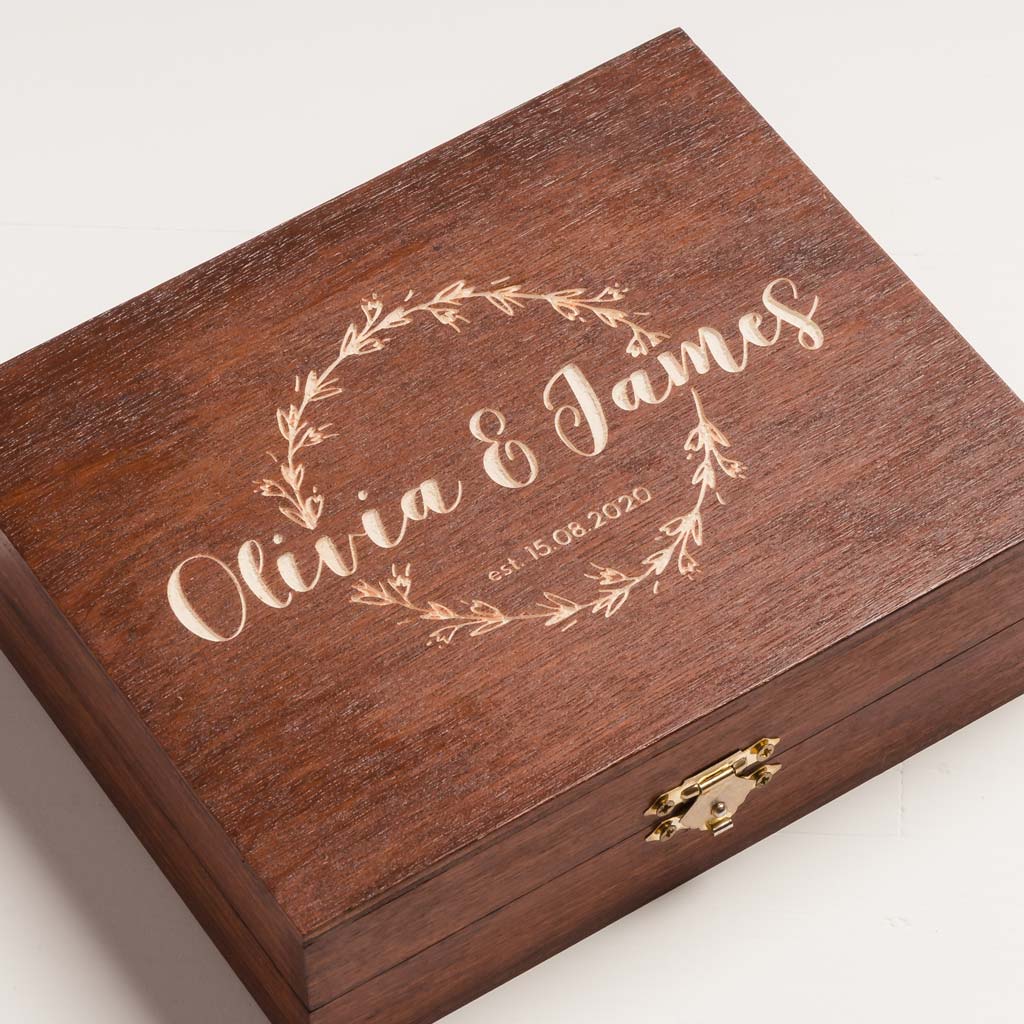 Walnut personalized photo box